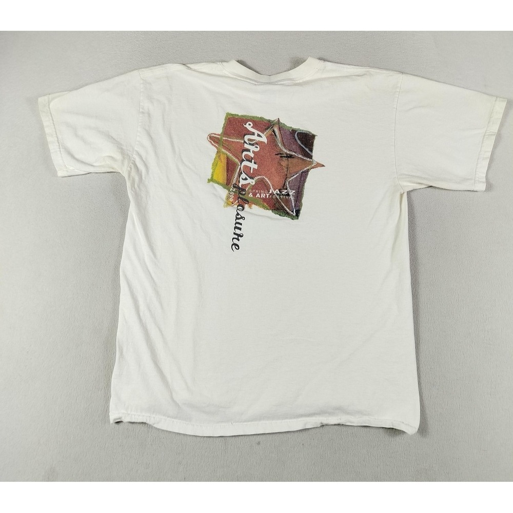 Vintage Art's Pleasure Jazz & Art Festival Shirt Mens Large White Gildan Y2K